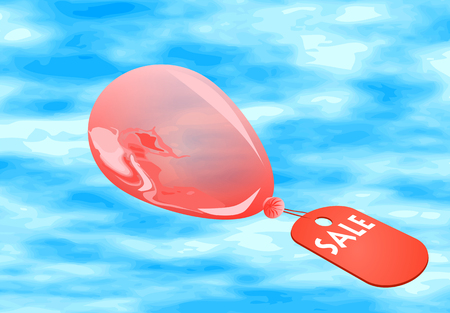 balloon with the label sale again a blue skyのイラスト素材