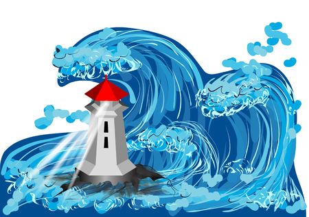 lighthouse in the high seaのイラスト素材