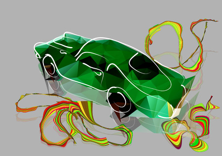 An abstract automobile on a multicolor backgroundの写真素材