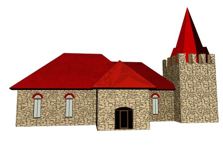rural church isolated on a white backgroundのイラスト素材