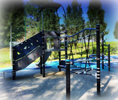 empty playground in the city courtyardの写真素材