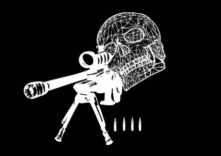 white sniper skull isolated on white backgroundのイラスト素材