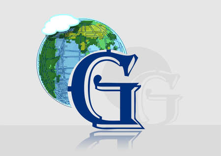 abstract globe with g on a grey backgroundのイラスト素材