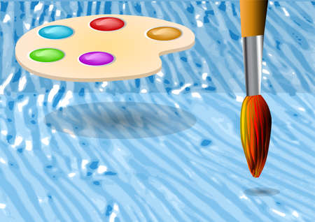 painting with brush. paint palette and brushのイラスト素材