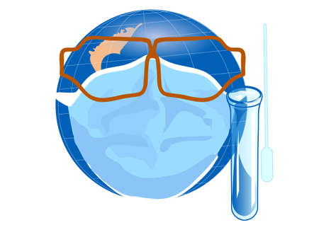 Coronavirus testing earth on white backgroundのイラスト素材