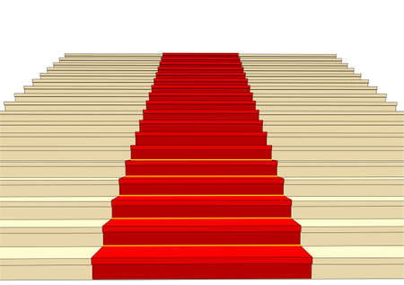 red carpet stair isolated on white backgroundのイラスト素材