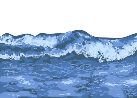 Waves on sea. Breaking blue wave on the oceanのイラスト素材