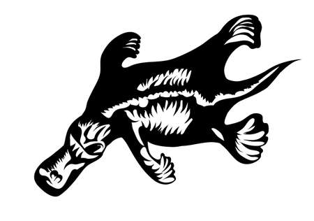 platypus silhouette isolated on white backgroundのイラスト素材