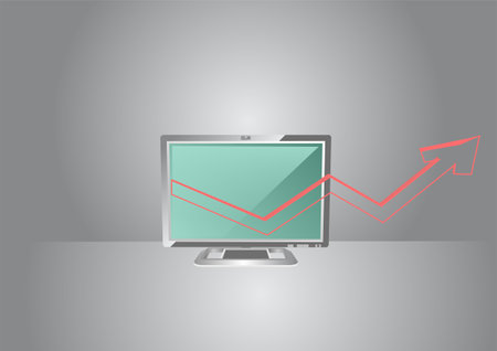 screen computer monitor and graph  as arrowのイラスト素材