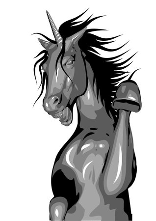 Grey horse vector illustration isolated on white backgroundのイラスト素材
