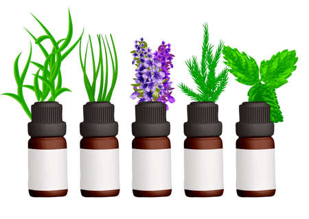 essential oil set isolated on white backgroundのイラスト素材