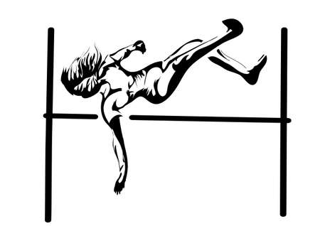 high jumper silhouette isolated on white backgroundのイラスト素材