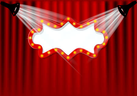 Retro cinema or theater frame illuminated by spotlightのイラスト素材