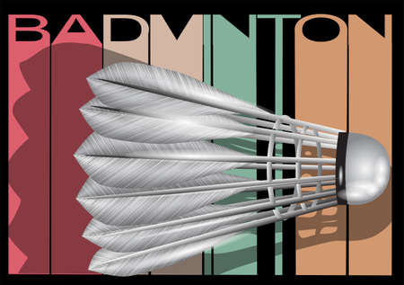 badminton poster wish shuttlecock on dark backgrounsのイラスト素材