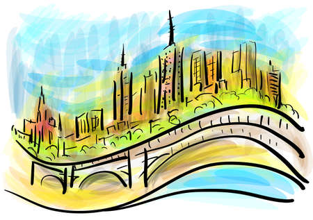 melbourne abstract illustration on multicolor backgroundのイラスト素材