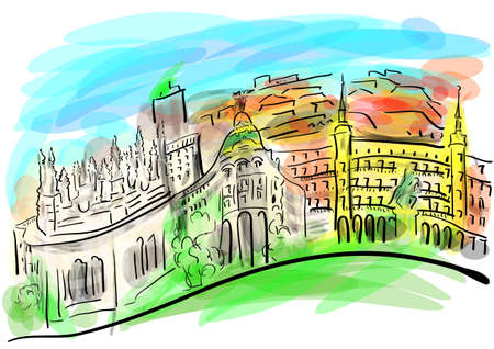 madrid abstract vector illustration n multicolor backgroundのイラスト素材
