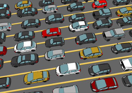 cars vector llustration. abstract road vector illustrationのイラスト素材