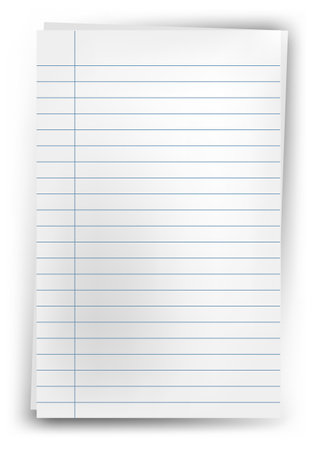 lined note paper torn from a note pad isolated against a white backgroundのイラスト素材