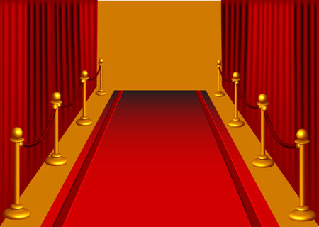 red carpet background and curtain vector illustrationのイラスト素材