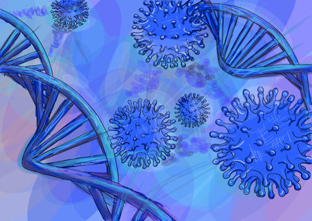 DNA and virus abstract vector illustrationのイラスト素材