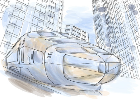 speed abstract train in the city vector illustrationのイラスト素材