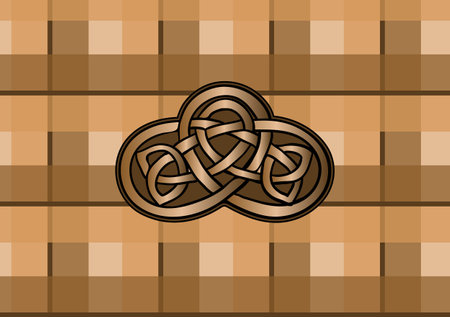 celtic vector illustration, Celtic brooch on tartanのイラスト素材