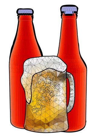 glass of golden beer isolated on white backgroundのイラスト素材