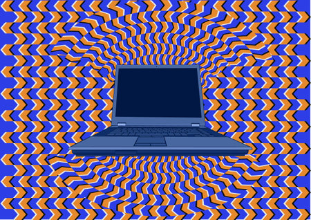 laptop in optical illusion abstract vector illustrationのイラスト素材