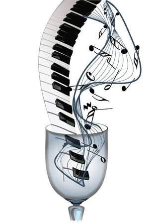 abstract music background with piano and notesのイラスト素材