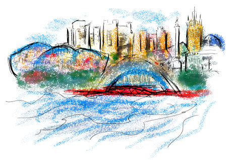 newcastle abstract illustration. multicolor vector illustrationのイラスト素材