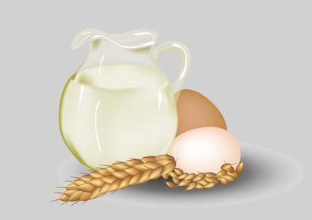 Milk Breakfast Dairy product on grey backgroundのイラスト素材