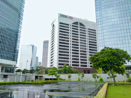 Sudirman, WTC II, Jakarta, Indonesia- April, 8 2020: Quiet office atmosphere type pandemic corona....