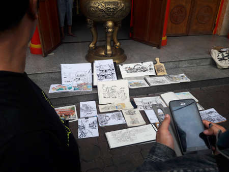 Jatinegara, Jakarta, Indonesia - May 29, 2016 : Sketch drawings collected from Indonesian sketch community who like to draw buildings directlyのeditorial素材