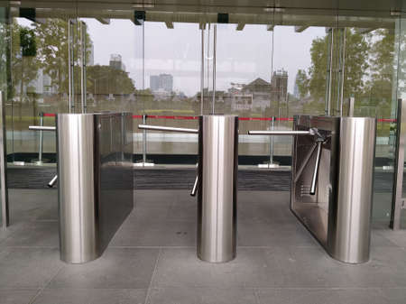 WTC II, Sudirman, Jakarta, Indonesia - April 28, 2020 : Gate tap in that is not used during the...