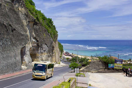 Pantai Pandawa, Bali, Indonesia - December 1, 2018 : The road down to the blue beach, seen many visitors who come touringのeditorial素材