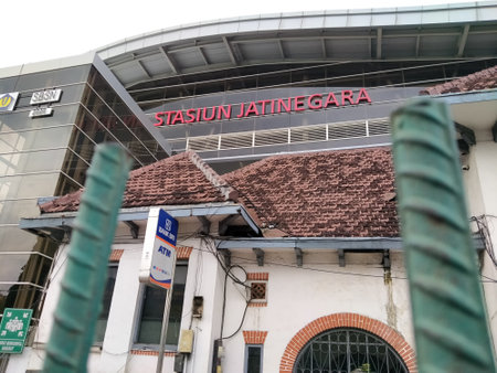 Stasiun Jatinegara, jakarta, Indonesia - (01-21-2021) : Historical train station with Dutch colonial...