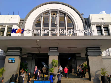Stasiun Jakarta Kota, Indonesia - (06-10-2021) : The atmosphere of the afternoon in front of a large...