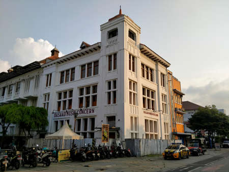 Kota tua, Jakarta, Indonesia - (06-10-2021) : Old building with classic dutch architecture in old town tourist areaのeditorial素材