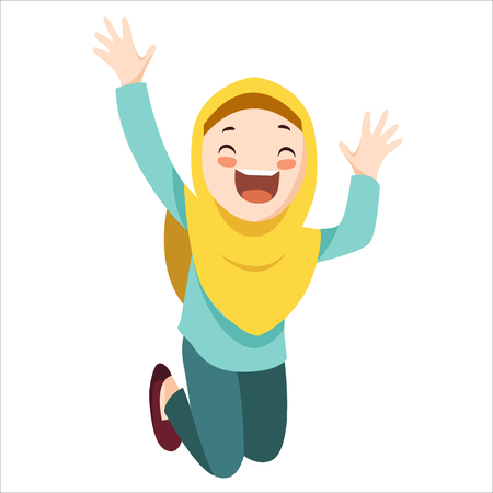 Vector - happy muslim girlのイラスト素材
