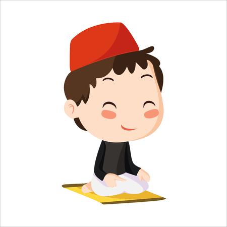 Vector - boy muslim kidのイラスト素材