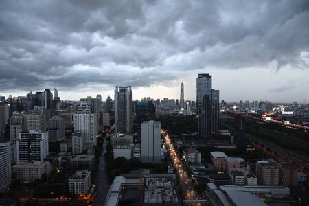 Bangkok landscape west toward in the  cloudy rainy dayのeditorial素材