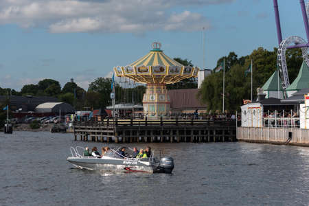 Amusement park on the river in Hamburg, Germany