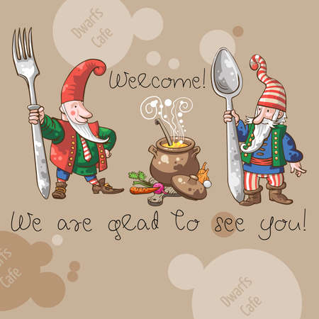 "Dwarfs Cafe" Welcome  invitation cardのイラスト素材