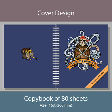 Vector Illustration Cover design for a notebook with pirate motifsのイラスト素材
