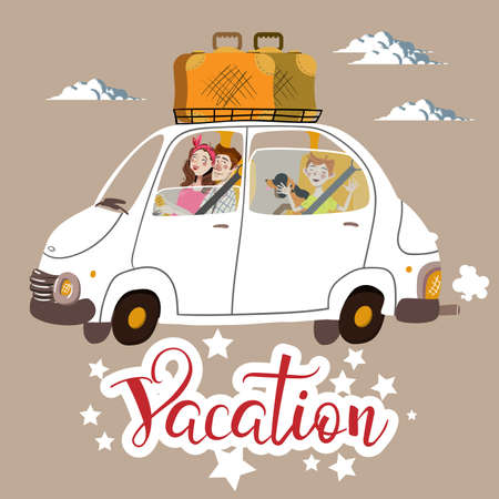Vector illustration family vacationのイラスト素材