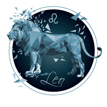 Zodiac sign Leo low poly stock vector illustration isolated on white backgroundの写真素材
