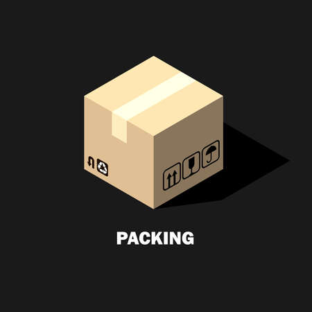 Cardboard Box Isometric Icon Packaging Stock Vector Illustration