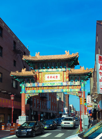 Philadelphia, PA - November 6, 2016: The Chinatown Friendship Gateのeditorial素材