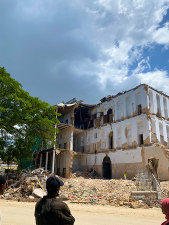Zanzibar, Tanzania - January 6, 2021: House of Wonders destroyed during reconstructionのeditorial素材