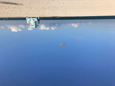 MIAMI beach, FL - December 22, 2017: Beach and lifeguard hut in Haulover park